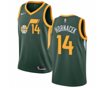 Men's Nike Utah Jazz #14 Jeff Hornacek Green Swingman Jersey - Earned Edition