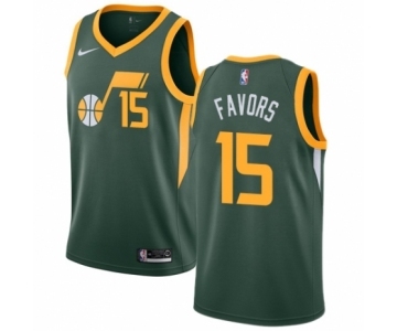 Men's Nike Utah Jazz #15 Derrick Favors Green Swingman Jersey - Earned Edition