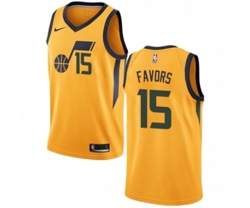 Men's Nike Utah Jazz #15 Derrick Favors Swingman Gold NBA Jersey Statement Edition