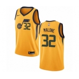 Men's Nike Utah Jazz #32 Karl Malone Swingman Gold NBA Jersey Statement Edition