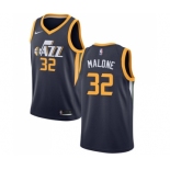 Men's Nike Utah Jazz #32 Karl Malone Swingman Navy Blue Road NBA Jersey - Icon Edition