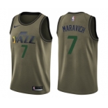 Men's Nike Utah Jazz #7 Pete Maravich Swingman Green Salute to Service NBA Jersey