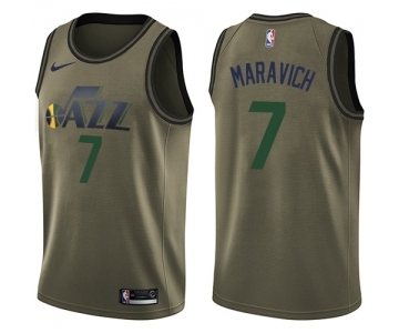 Men's Nike Utah Jazz #7 Pete Maravich Swingman Green Salute to Service NBA Jersey