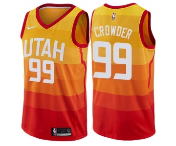 Men's Nike Utah Jazz #99 Jae Crowder Authentic Orange NBA Jersey - City Edition