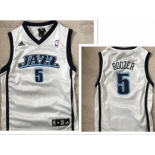 Men's UTAH JAZZ #5 Carlos Boozer White ADIDAS SWINGMAN JERSEY