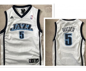 Men's UTAH JAZZ #5 Carlos Boozer White ADIDAS SWINGMAN JERSEY