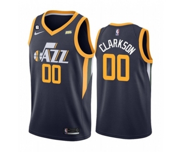 Men's Utah Jazz #00 Jordan Clarkson Navy Icon Edition With No.6 Patch Swingman Stitched Jersey