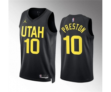 Men's Utah Jazz #10 Jason Preston Black Statement Edition Stitched Basketball Jersey