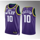 Men's Utah Jazz #10 Jason Preston Purple 2023-24 City Edition Stitched Basketball Jersey