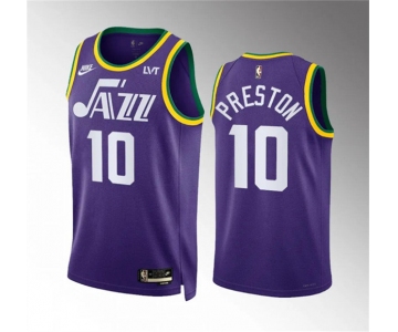 Men's Utah Jazz #10 Jason Preston Purple 2023-24 City Edition Stitched Basketball Jersey