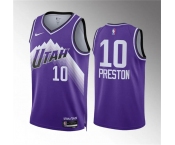 Men's Utah Jazz #10 Jason Preston Purple Classic Edition Stitched Basketball Jersey