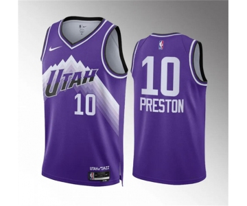 Men's Utah Jazz #10 Jason Preston Purple Classic Edition Stitched Basketball Jersey