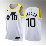 Men's Utah Jazz #10 Jason Preston White Association Edition Stitched Basketball Jersey