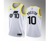 Men's Utah Jazz #10 Jason Preston White Association Edition Stitched Basketball Jersey