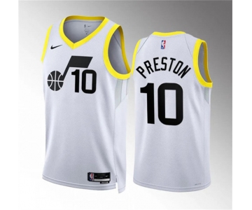 Men's Utah Jazz #10 Jason Preston White Association Edition Stitched Basketball Jersey