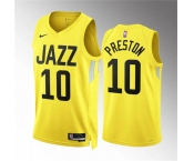 Men's Utah Jazz #10 Jason Preston Yellow Association Edition Stitched Basketball Jersey