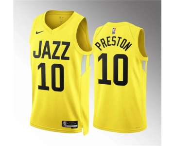 Men's Utah Jazz #10 Jason Preston Yellow Association Edition Stitched Basketball Jersey