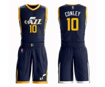 Men's Utah Jazz #10 Mike Conley Authentic Navy Blue Basketball Suit Jersey - Icon Edition