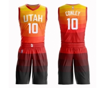 Men's Utah Jazz #10 Mike Conley Authentic Orange Basketball Suit Jersey - City Edition