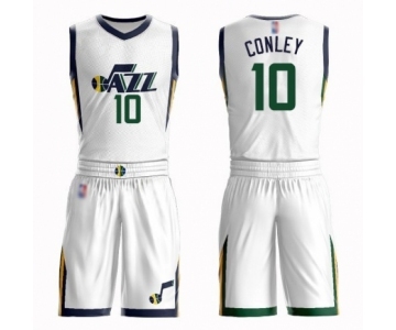 Men's Utah Jazz #10 Mike Conley Authentic White Basketball Suit Jersey - Association Edition