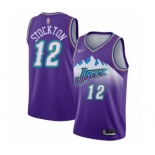 Men's Utah Jazz #12 John Stockton Swingman Purple Hardwood Classics Basketball Jersey