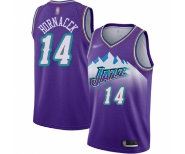 Men's Utah Jazz #14 Jeff Hornacek Authentic Purple Hardwood Classics Basketball Jersey