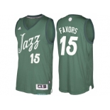 Men's Utah Jazz #15 Derrick Favors Green 2016 Christmas Day NBA Swingman Jersey