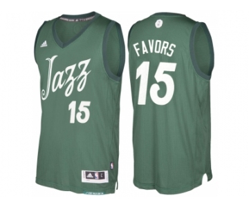 Men's Utah Jazz #15 Derrick Favors Green 2016 Christmas Day NBA Swingman Jersey