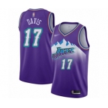 Men's Utah Jazz #17 Ed Davis Authentic Purple Hardwood Classics Basketball Jersey