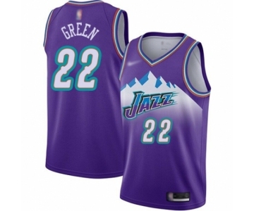 Men's Utah Jazz #22 Jeff Green Authentic Purple Hardwood Classics Basketball Jersey