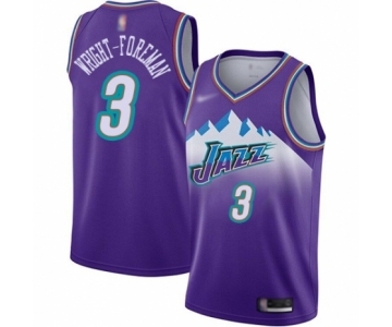 Men's Utah Jazz #3 Justin Wright-Foreman Swingman Purple Hardwood Classics Basketball Jersey