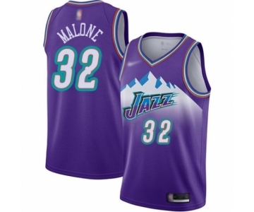 Men's Utah Jazz #32 Karl Malone Authentic Purple Hardwood Classics Basketball Jersey