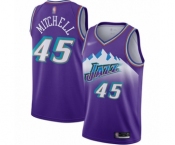 Men's Utah Jazz #45 Donovan Mitchell Authentic Purple Hardwood Classics Basketball Jersey