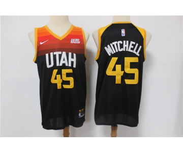 Men's Utah Jazz #45 Donovan Mitchell  Black Basketball Jersey 2020-2021 City Edition