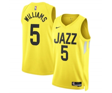 Men's Utah Jazz #5 Cody Williams Yellow 2024 Draft Association Edition Stitched Basketball Jersey