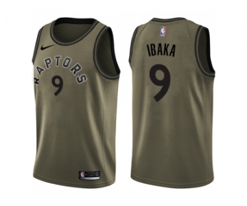 Men Nike Toronto Raptors #9 Serge Ibaka Green Salute to Service NBA Swingman Jersey