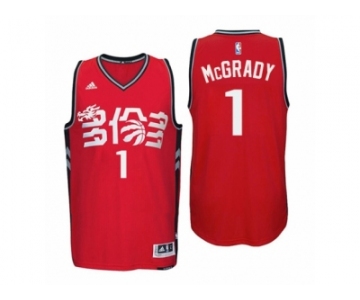 Men's Adidas Toronto Raptors #1 Tracy Mcgrady Authentic Red Chinese New Year NBA Jersey