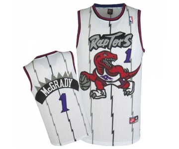 Men's Nike Toronto Raptors #1 Tracy Mcgrady Swingman White Throwback NBA Jersey