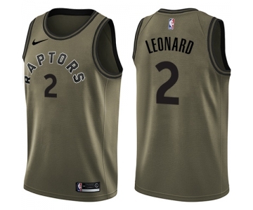 Men's Nike Toronto Raptors #2 Kawhi Leonard Swingman Green Salute to Service NBA Jersey