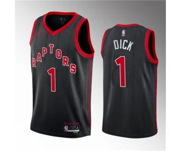 Men's Toronto Raptors #1 Gradey Dick Black 2023 Draft Statement Edition Stitched Basketball Jersey