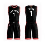 Men's Toronto Raptors #1 Patrick McCaw Authentic Black 2019 Basketball Finals Bound Suit Jersey Statement Edition