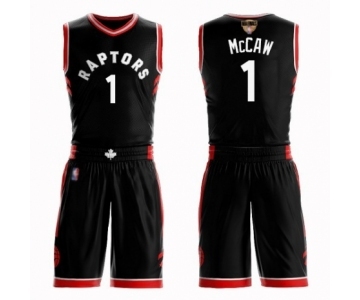 Men's Toronto Raptors #1 Patrick McCaw Authentic Black 2019 Basketball Finals Bound Suit Jersey Statement Edition