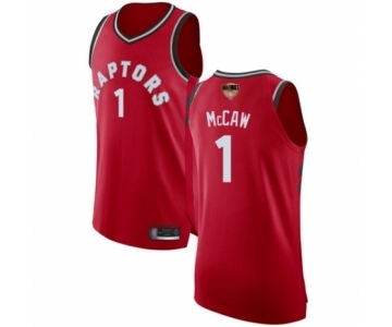 Men's Toronto Raptors #1 Patrick McCaw Authentic Red 2019 Basketball Finals Bound Jersey - Icon Edition