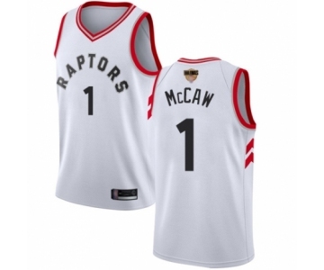 Men's Toronto Raptors #1 Patrick McCaw Authentic White 2019 Basketball Finals Bound Jersey - Association Edition