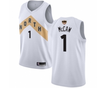 Men's Toronto Raptors #1 Patrick McCaw Authentic White 2019 Basketball Finals Bound Jersey - City Edition