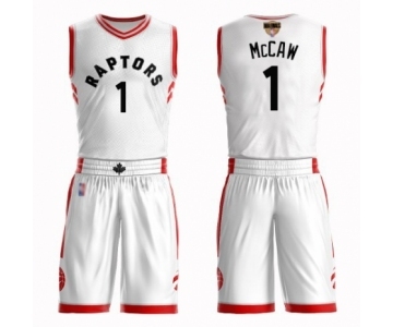 Men's Toronto Raptors #1 Patrick McCaw Authentic White 2019 Basketball Finals Bound Suit Jersey - Association Edition