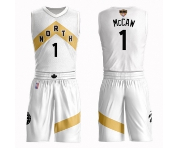 Men's Toronto Raptors #1 Patrick McCaw Authentic White 2019 Basketball Finals Bound Suit Jersey - City Edition