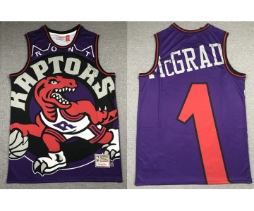 Men's Toronto Raptors #1 Tracy McGrady Purple Big Face Mitchell Ness Hardwood Classics Soul Swingman Throwback Jersey