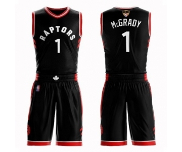 Men's Toronto Raptors #1 Tracy Mcgrady Authentic Black 2019 Basketball Finals Bound Suit Jersey Statement Edition