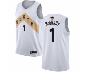 Men's Toronto Raptors #1 Tracy Mcgrady Authentic White 2019 Basketball Finals Bound Jersey - City Edition